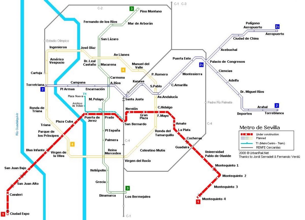 harta e Seviljes metro