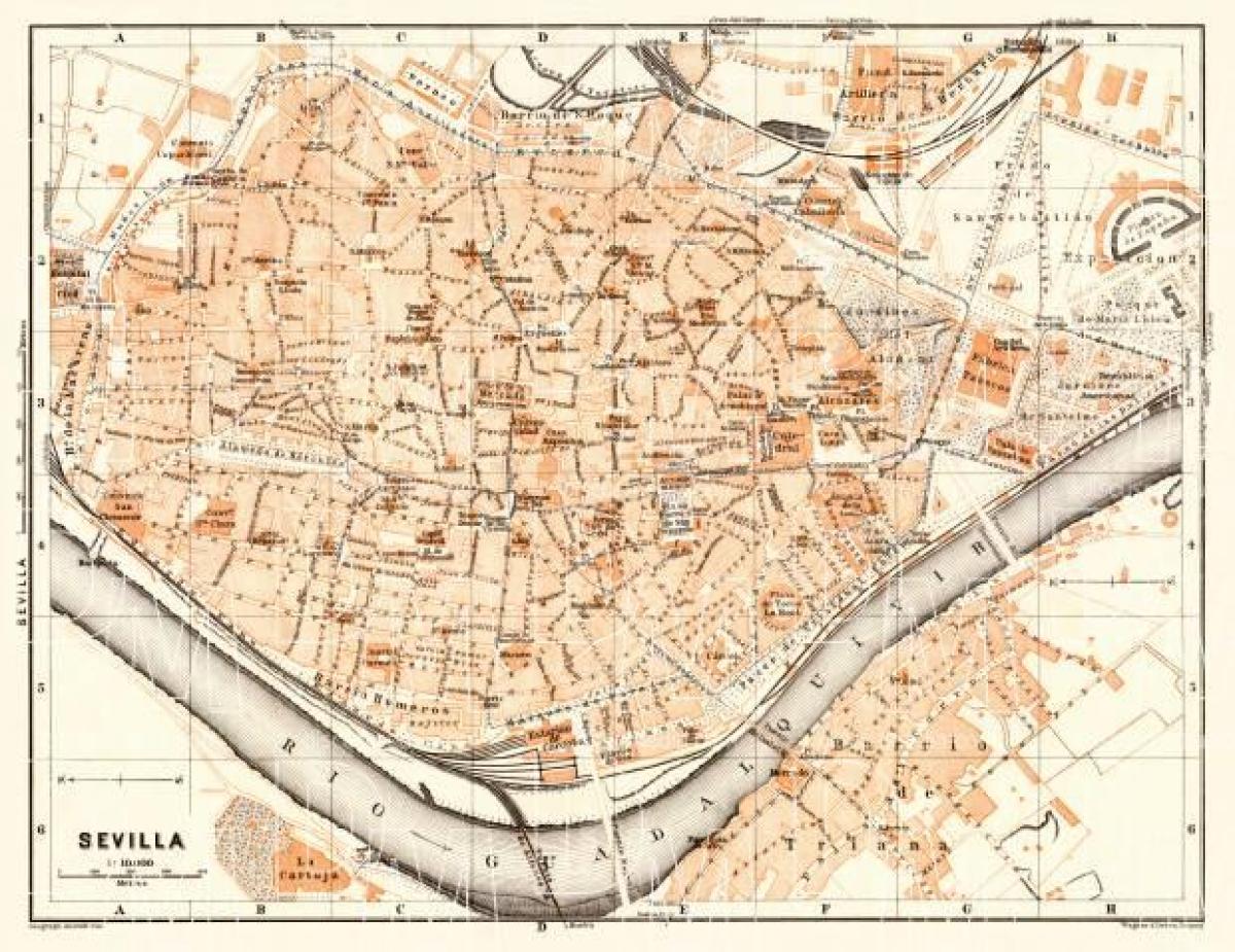 harta e qytetit të vjetër Seviljes spanjë
