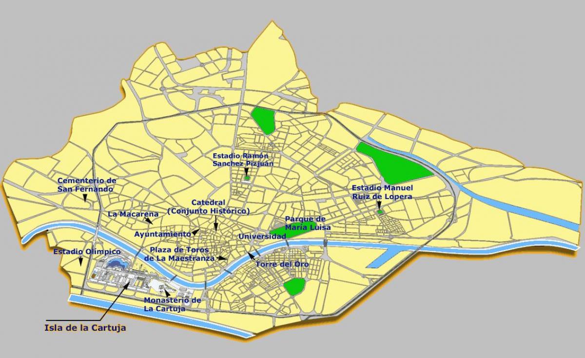 Sevilles spanjë tërheqjet hartë