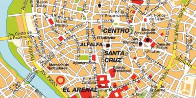 Harta e Seviljes spanjë në qendër të qytetit