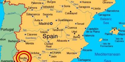 Harta e spanjës duke treguar Sevilles